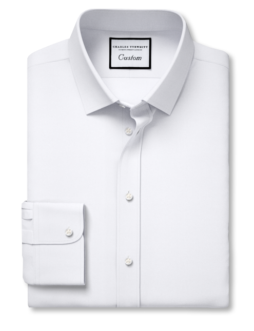 White non-iron twill with floral inner collar detail